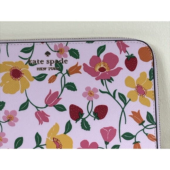 Kate Spade Strawberry Garden Medium L-Zip Wristlet MSRP $139 NWT - Picture 8 of 13
